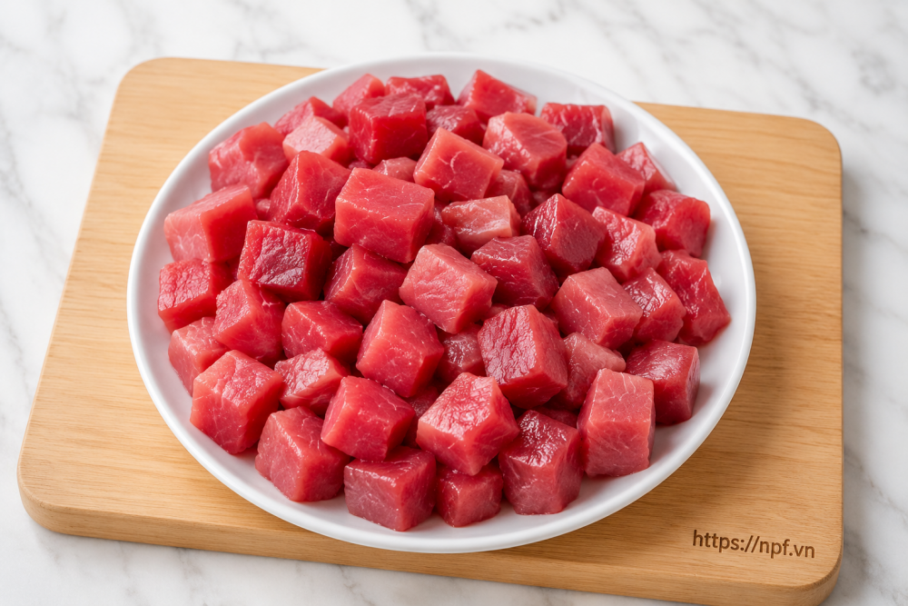 Cá ngừ cắt hạt lựu