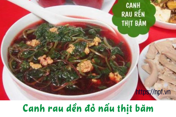 Canh rau dền đỏ nấu thịt băm