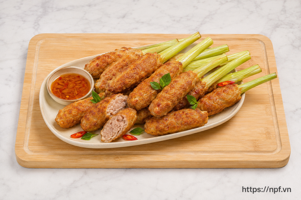 Thịt xay bọc sả chiên giòn