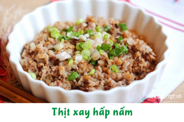 Thịt xay hấp nấm