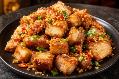 Ba chỉ chiên xóc tỏi