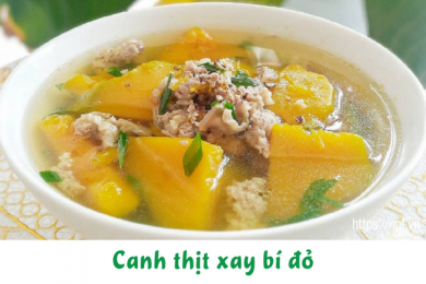 Canh thịt xay bí đỏ