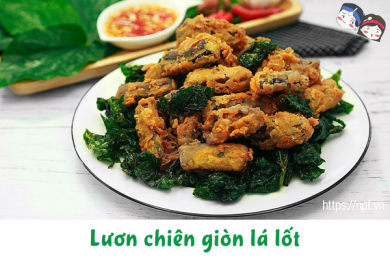 Lươn chiên giòn lá lốt